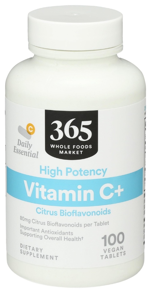 전체적인 음식 시장, 높은 힘 비타민 C+, 80mg Citrus Bioflavonoids, Vegan, 100 정제에 의하여 365