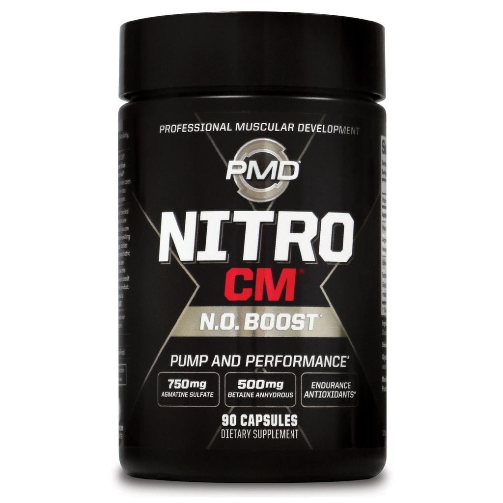 PMD Sports Nitro cm - Agmatine Pre Workout Supplement와 니트로 산화물 - L Arginine과 근육 성장 전 운동 - 하드 코어 운동, 훈련 및 보디 빌딩을위한 Endurance Boost - 90 캡슐