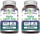놀라운 포뮬러 알파 Lipoic Acid | 600 Mg Per 서빙 보충 | 캡슐 | Non-GMO | 글루텐 프리 | 미국제 (60 | 2 팩)