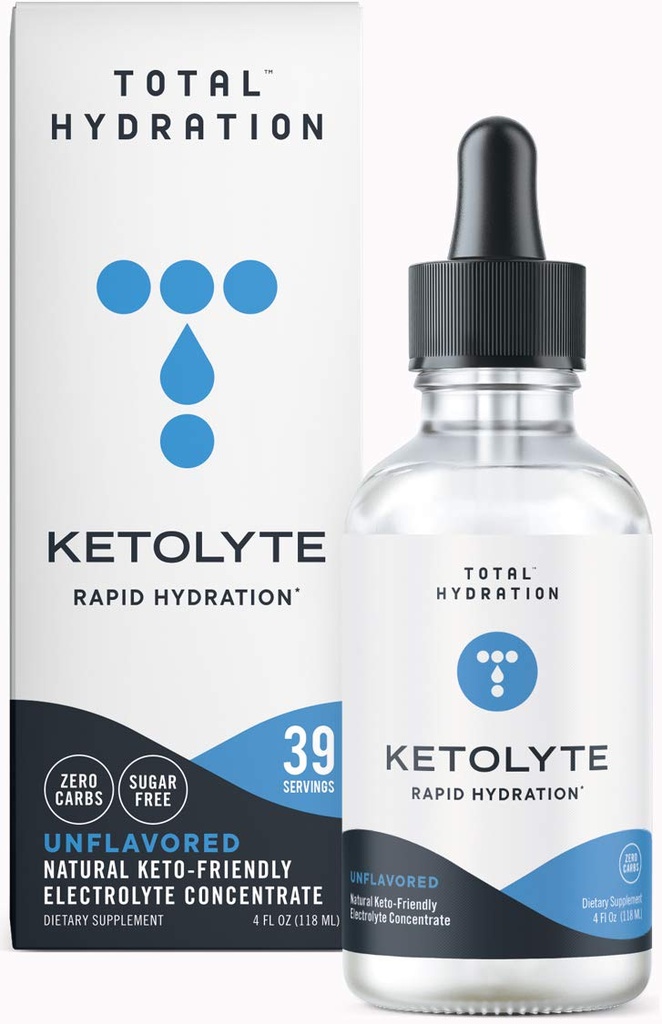 Ketolyte Rapid Hydration (Unflavored) Keto-Friendly Electrolyte Drops with No Calories No Sugar, Magnesium (39 서빙)과 자연 전해질 보충