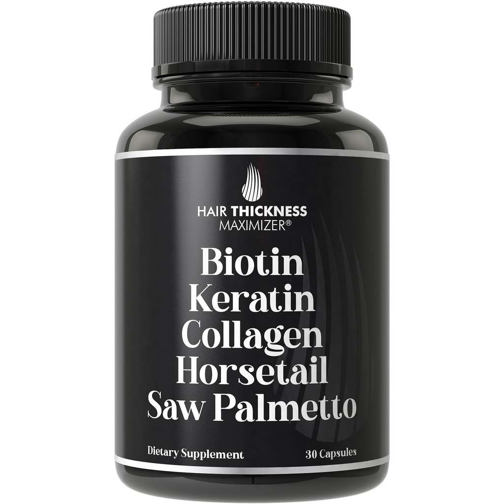 Biotin (5000mcg), Keratin, Collagen, Horsetail, Saw Palmetto - 5-in-1 Hair Growth Supplement & Women & Men, DHT Blocker Capsules for Thinning - 머리 성장 비타민
