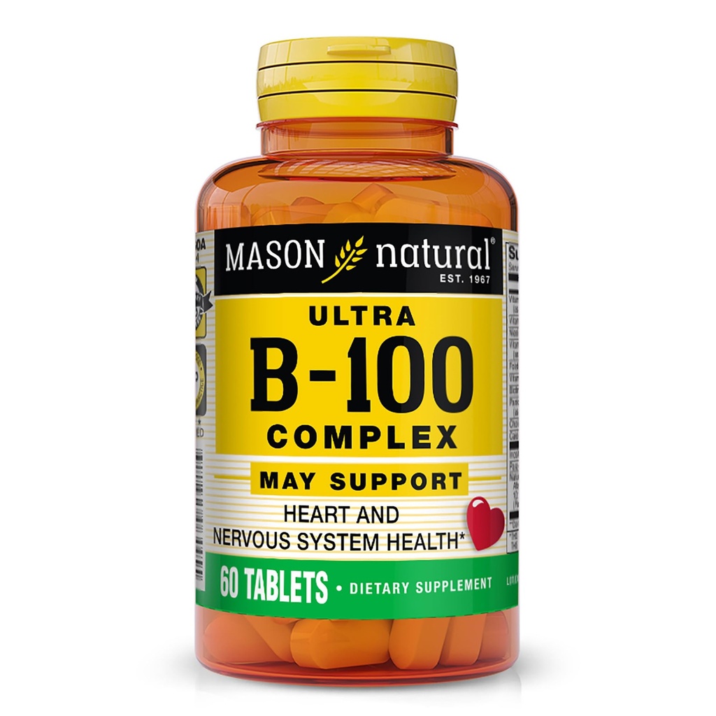 MASON NATURAL Ultra B,100 Complex, 100, 정상적인 면역 지원 및 에너지 대사를 위한 일 공급