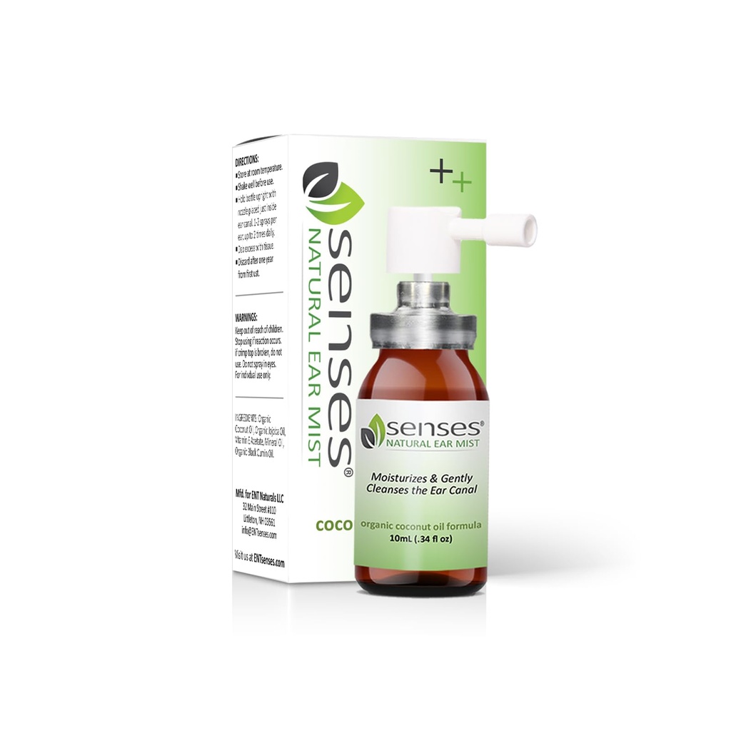 센스 자연 귀 드롭 - Physician Formulated Soothing, Irritated Ear 용 유기 코코넛 오일 - 알레르기, 보청기, 귀 왁스, 0.34 Fl Oz에서 정화, 습기 제거, 완화에 사용됩니다.