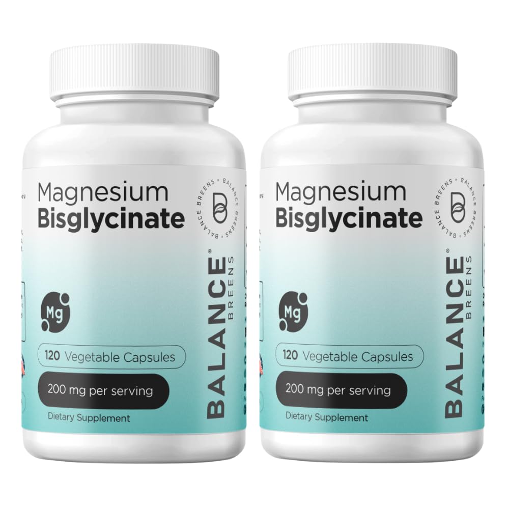 마그네슘 Bisglycinate 200mg - 높은 흡수 Chelated 마그네슘 보충교재 - Stomach, 글루텐 자유로운, 지원 잠, 근육 크림 & 긍정적인 계류에 Gentle - 120의 캡슐 (포장의 2)