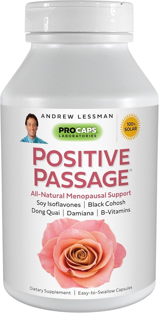 ANDREW LESSMAN 긍정적인 통행 60 캡슐 - 여성 호르몬 수준을 위한 자연적인 Menopausal 지원 그리고 균형. Soy Isoflavones로, 까만 Cohosh, Dong Quai, Damiana. 없음 첨가제