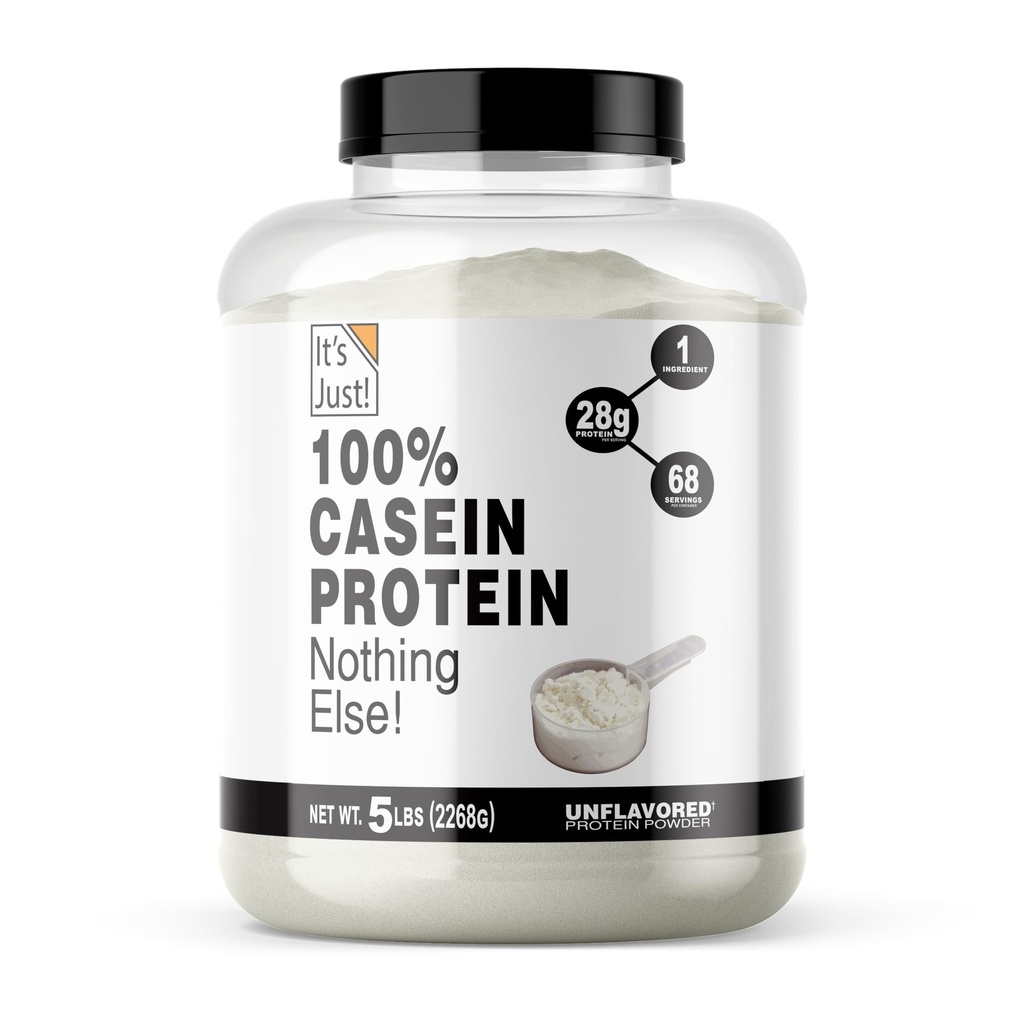 그냥! - 100 % Casein Protein Powder, 미국, 추가 된 맛 또는 감미료 없음 (Unflavored, 5 파운드 (1 팩))