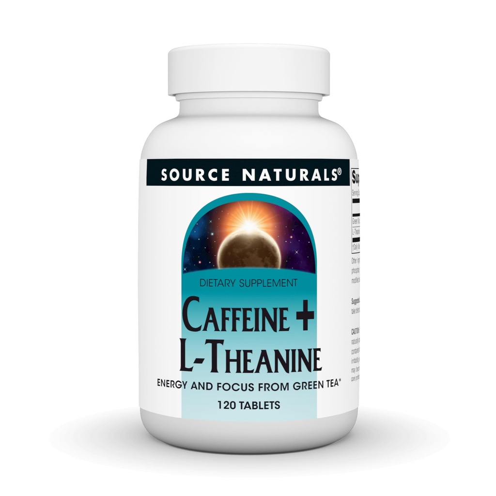 Source Naturals Caffeine + L-Theanine, Green Tea*의 에너지 및 초점 지원 - 120 정제
