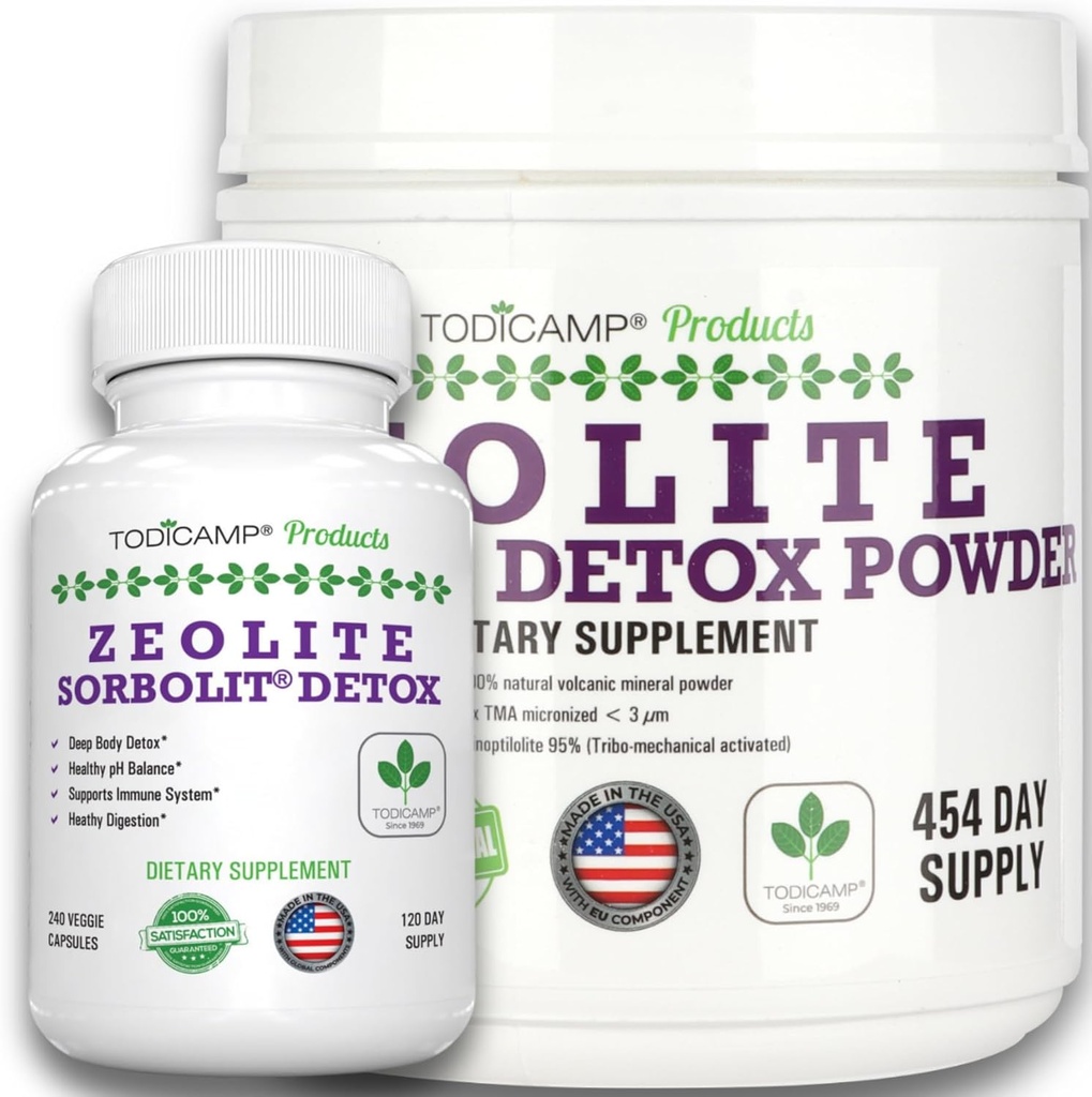 Zeolite Detox Pack 최소 120 일 공급 비석 캡슐 및 비석 분말 번들
