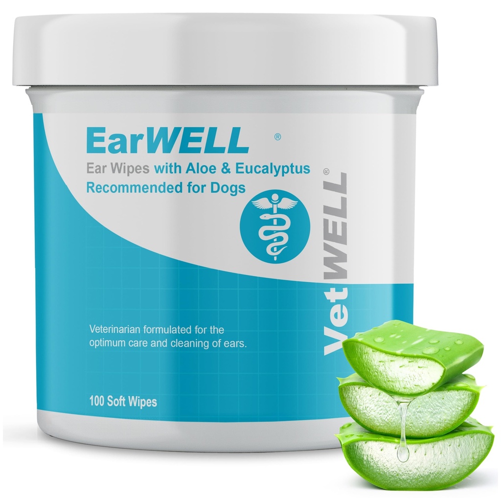 Vetwell Dog Ear Wipes의 Earwell - 감염과 애완 동물에 귀 냄새를 통제하는 Otic 청소 닦음 - 100 조사
