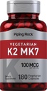 Piping Rock K2 MK7 비타민 보충 | 100 mcg | 여성과 남성용 180 채식 캡슐 | 비 GMO, 글루텐 무료