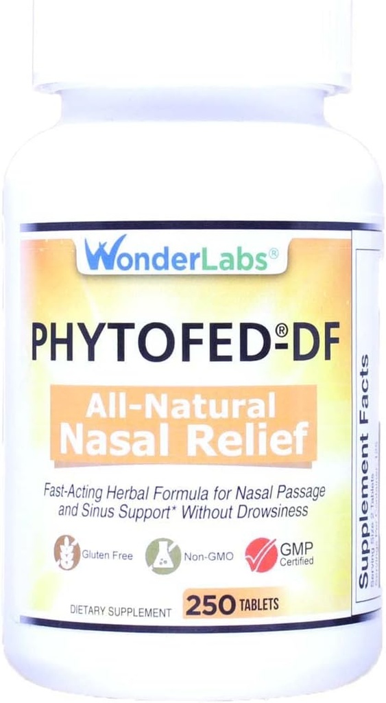 Wonder Laboratories Phytofed-DF All-Natural Nasal Relief 및 Decongestant, 250 정제