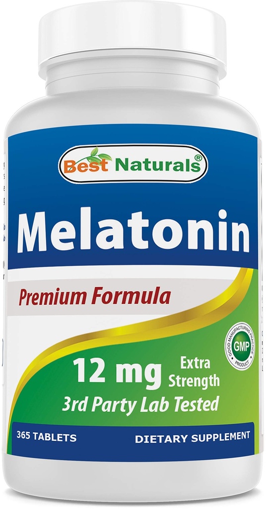 최고의 자연 멜라토닌 12 mg (1 년 공급) - 약물 무료 야간 수면 보조 - 수면과 휴식을위한 멜라토닌, 365 개 (365 개)