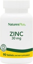 NaturesPlus 아연 정제 - 30 mg, 90 채식 정제 - 세포 성장 및 수리를위한 면역 체계 보충 - 건강한 소화, 대사 및 비전을 촉진 - 글루텐 - 무료 - 90 서빙