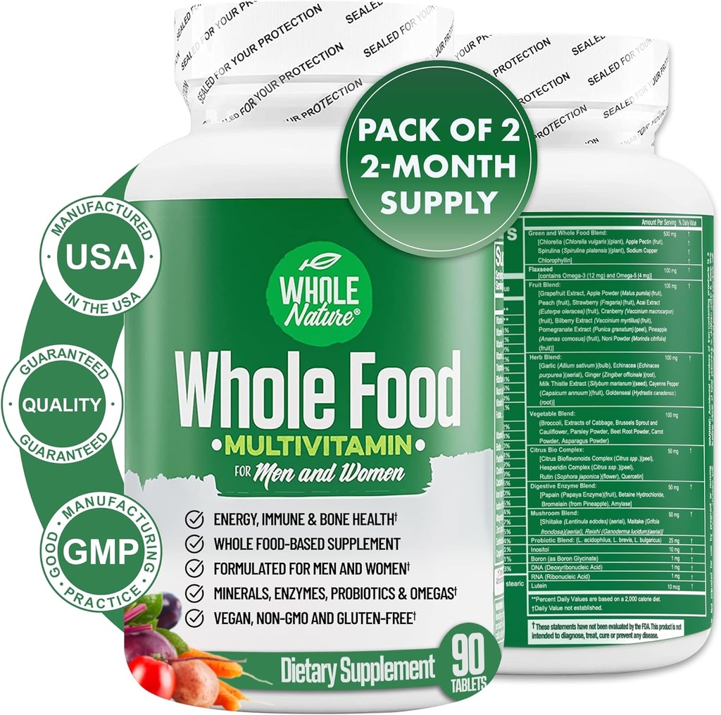 남자와 여자를 위한 전체적인 음식 Multivitamin는 매일 Superfood 비타민 플러스 무기물 소화 효소, Probiotics 및 Omegas를 완료합니다. 공장 기반 멀티 비타민, 비 GMO (2)