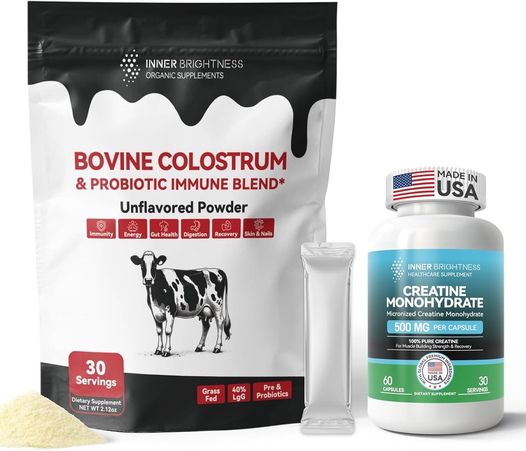 Gut를 위한 Colostrum 보충교재 분말, 면역력 & 영양분 흡수, 근육 건축업자를 위한 30의 서빙 + Creatine Monohydrate 캡슐