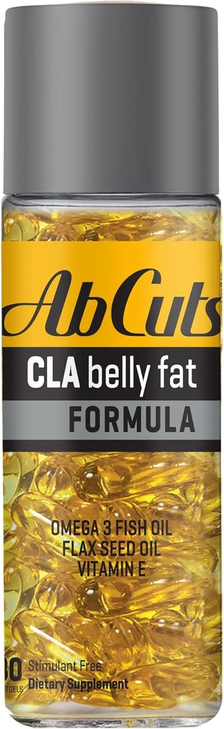 Ab Cuts CLA Belly Fat Formula - 80 Easy-to-Swallow Softgels - Omega 3 Fish Oil, Flaxseed Oil 및 Vitamin E - Antioxidant 공급 및 건강한 신체 구성을 증가시키는 데 도움이됩니다.