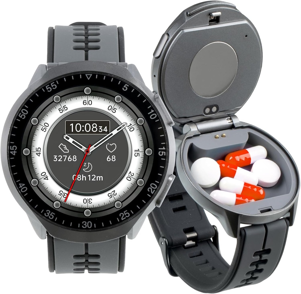똑똑한 시계 알약 상자, 남자를 위한 Bluetooth 전화를 가진 적당 Smartwatch, 비상사태를 위한 물 저항하는 알약 조직자, 비타민, 물고기 기름을 위한 작은 알약 콘테이너를 위한 알약 케이스