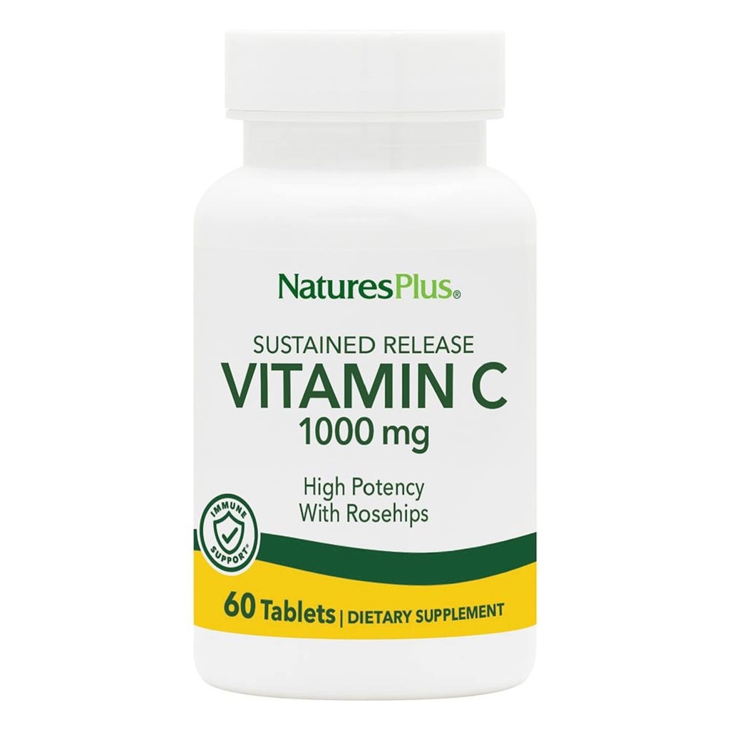 NaturesPlus는 1000 mg 비타민 C를 유지 - 60 정제 - 로즈 엉덩이 - 채식주의, 글루텐 무료 - 60 서빙