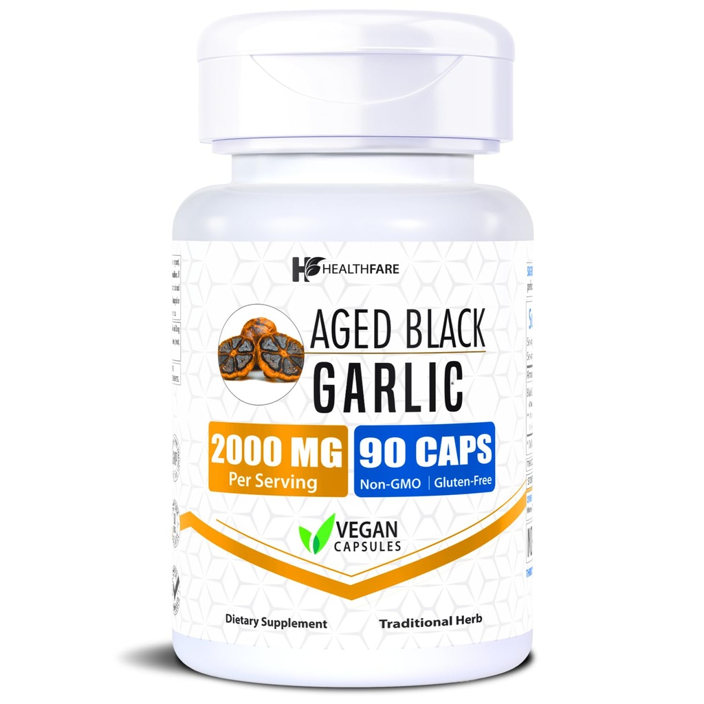 건강검진 검은 마늘 보충교재 약 | 2000mg Equivalent | 90 Vegan Capsules | Fermented Odorless Garlic Extract | High Potency Antioxidant Supplement | Non-GMO, 글루텐 프리 | 미국