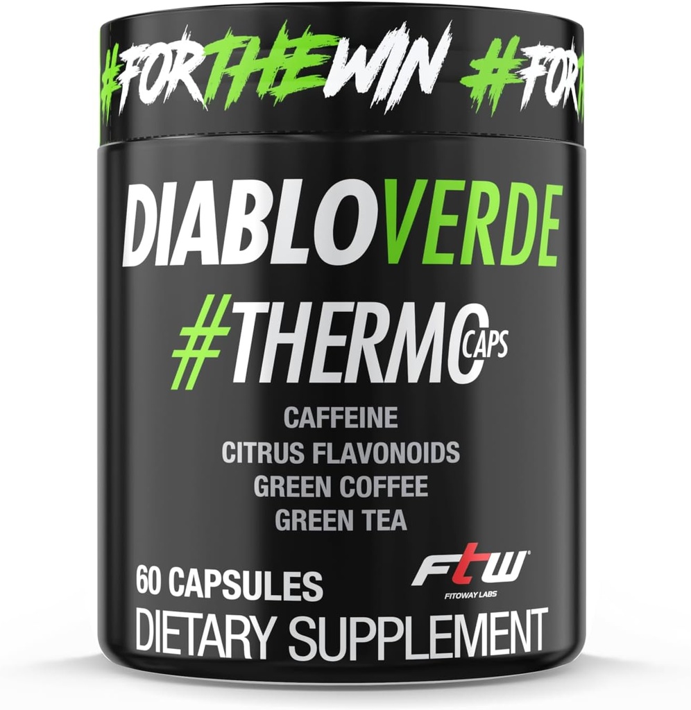 Diablo Verde 열 모자 - 395mg 카페인, 감귤류, 녹색 커피, 녹차 - 60 캡슐, 60 서빙