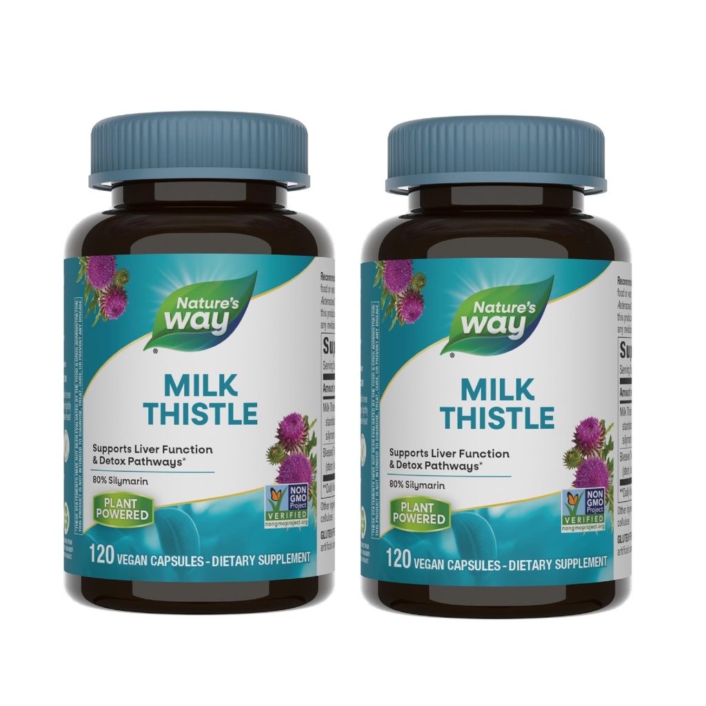 Nature's Way Milk Thistle, Liver Function 및 Detoxification Pathways*, 175 mg Milk Thistle Seed Extract는 서빙 당 80 % Silymarin, 120 캡슐 (포장 할 수있다 배) - 2 팩