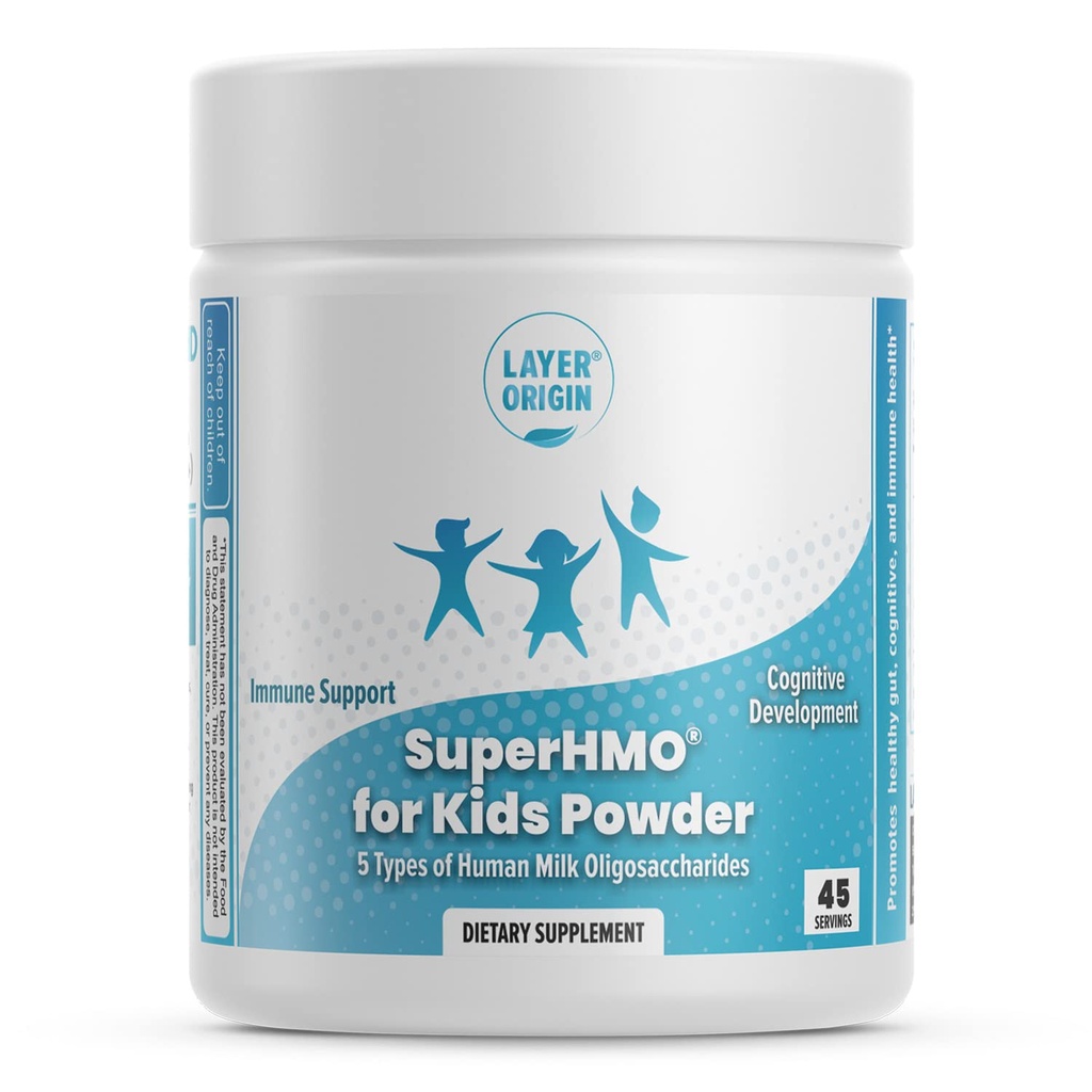 SuperHMO Prebiotic Mix for Kids - 5 HMOs for Gut, Digestion, Cognitive Health, Powder, 45 서빙