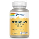 Pepsin과 함께 SOLARAY Vegan Betaine HCL - 소화 건강을 위한 염산염 산성 보충교재 - betaine 염산염과 소화 효소 - Gut 건강 지원 - 60 일 보장, 90 VegCaps로 -