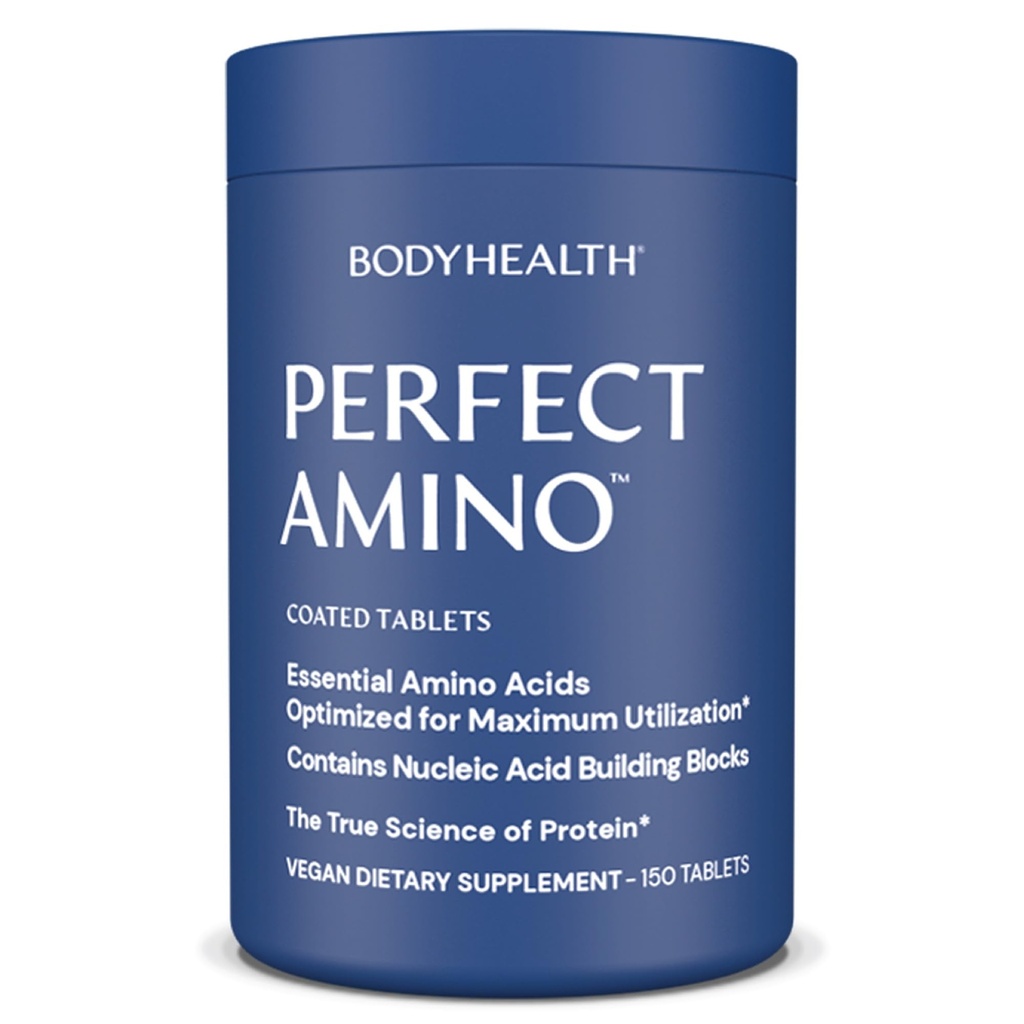 BodyHealth PerfectAmino (150 ct) 쉽게 삼키기 정제, BCAA를 가진 필수 아미노산 보충교재, 전/Post 운동을 위한 Vegan Protein & Lysine, Tryptophan, Leucine, Methionine를 가진 근육 회복