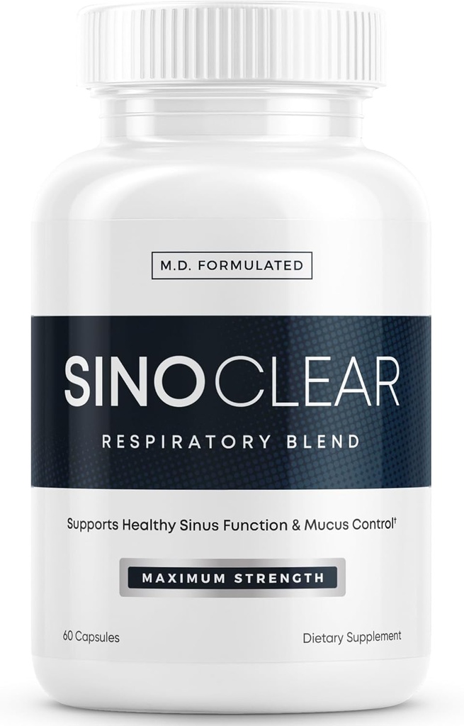 SinoClear Lung Detox & Sinus 압력 기복 보충교재 (60의 모자): 청결한 자연적인 Nasal Decongestant, Sinus 기복, & Lung Cleanse 혼합 - NAC, Andrographis, & Thyme 잎 - GMO 자유로운 & 미국에서 만드는