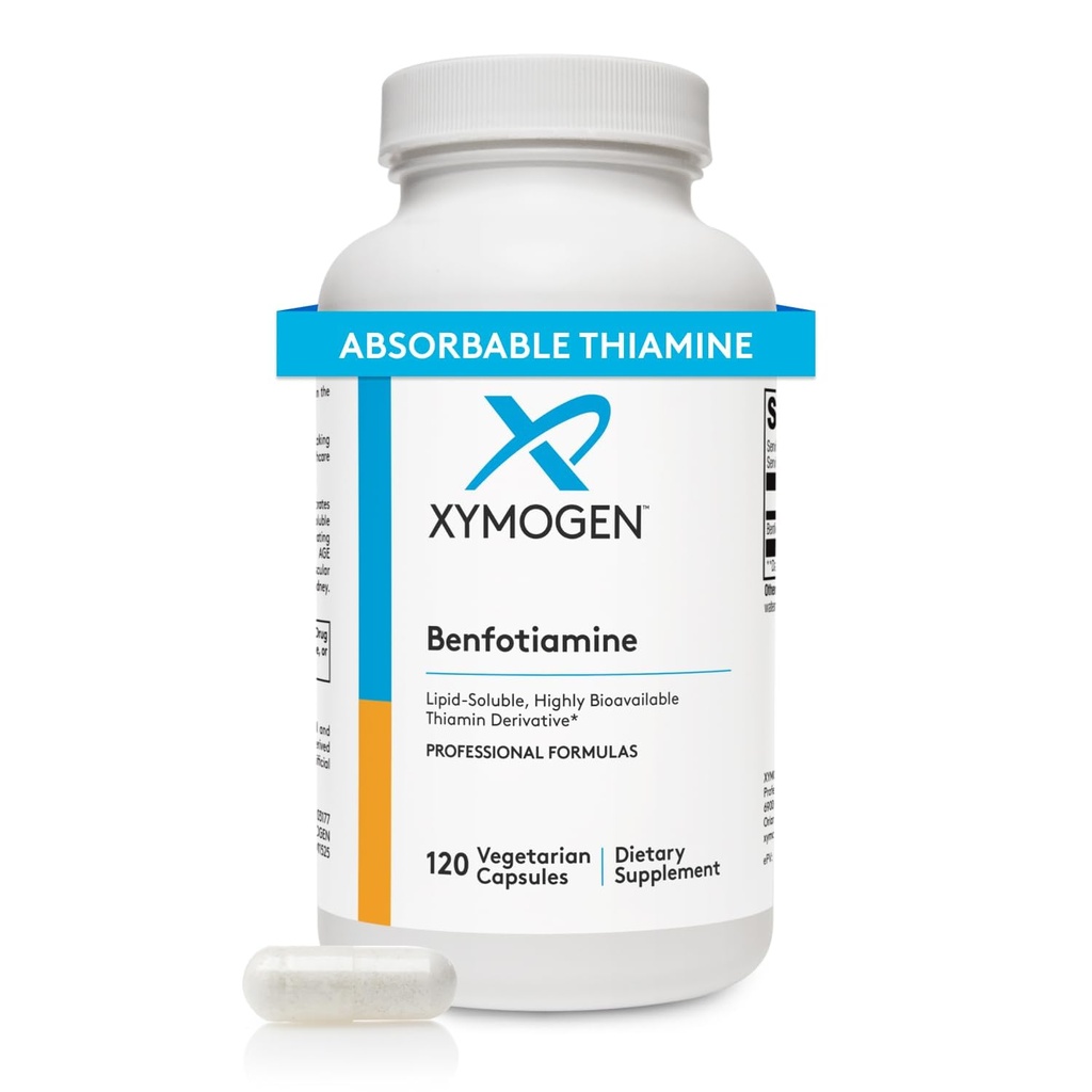 XYMOGEN Benfotiamine 300mg - 높게 생물 유효한 Thiamine B1 보충교재 신진 대사, Nerve + 관 건강 (120의 캡슐)를 지원하는 Derivative
