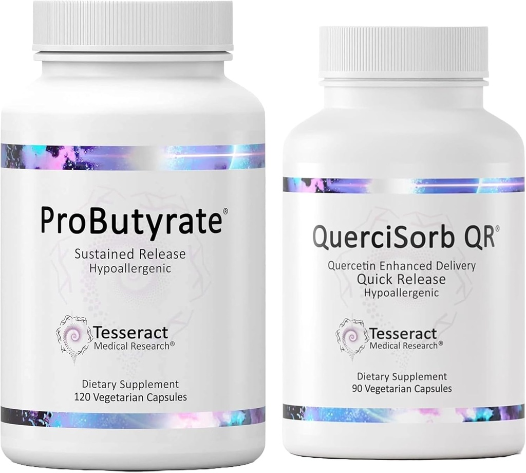 Tesseract Gut & Immune 지원 번들 – ProButyrate 600mg & QuerciSorb Quercetin 400mg, 120 + 90 캡슐, Hypoallergenic, 위장 & 면역 건강