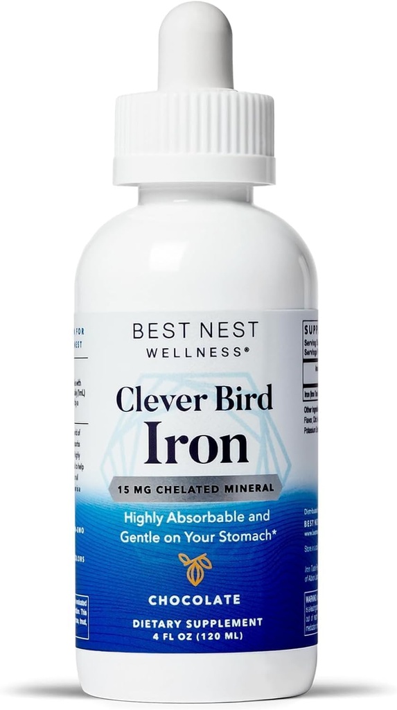 최고의 Nest Wellness Liquid Iron - 뇌 건강 지원 Albion Taste-Free Iron - Aids Energy & Red Blood Cell Production - Bioavailable Iron Formula - 초콜릿, 4 fl oz (120 서빙)