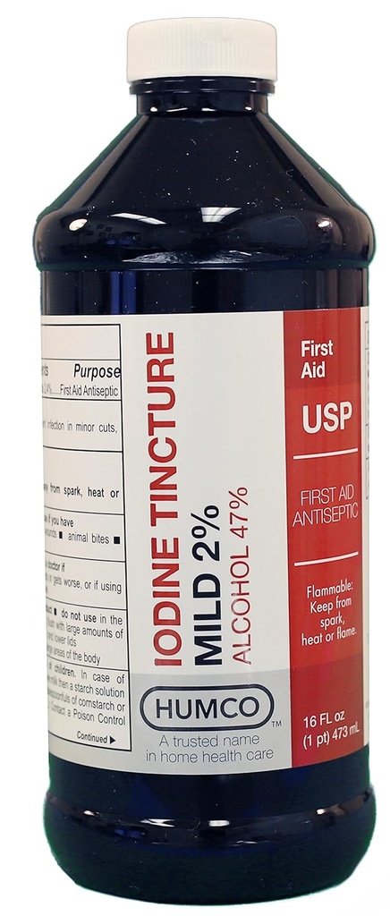 Humco Iodine 탄미익 온화한 2%, USP, 16 oz.