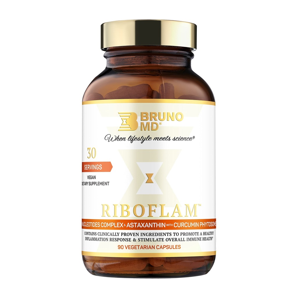 Riboflam, 임상 입증 면역 체계 승압기 성분, 건강한 염증 응답, Curcumin Phytosome, Nucleotides, 100% Vegan