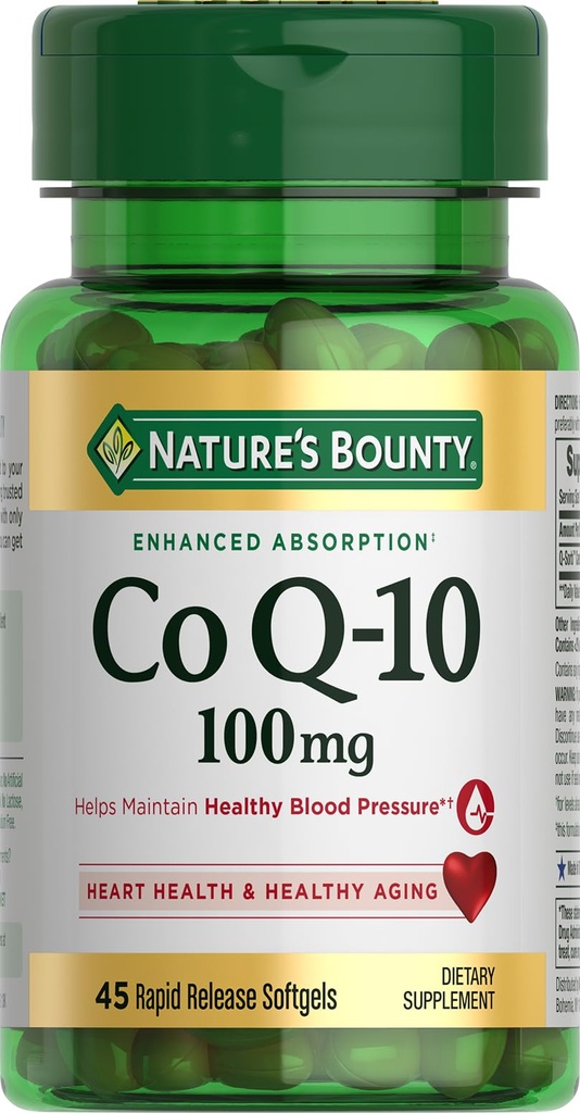 심장 건강 지원, 비 GMO Q-Sorb Coenzyme Q-10 산화 방지제 지원 및 심장 혈관 웰빙, 규정식 보충교재, 급속한 방출 Softgels, 45 ct를 위한 성격의 Bounty CoQ10 100mg
