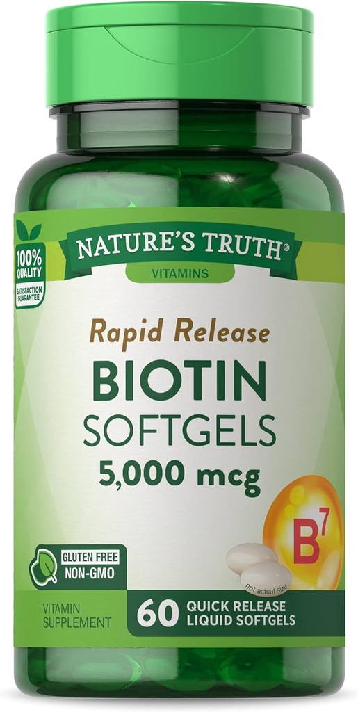 자연의 진실 Biotin 5000mcg | 60 softgels | 남자와 여자를 위한 비 GMO & 글루텐 자유로운 보충교재