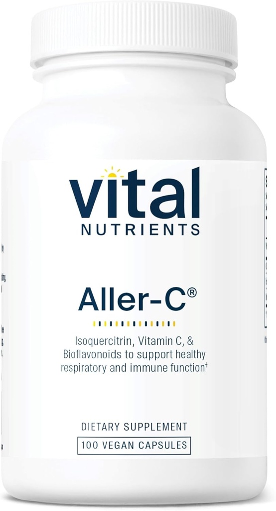 Vital Nutrients Aller-C | Vegan Respiratory and Sinus Function Support*| Isoquercitrin, Bromelain, Bioflavonoids, & Vitamin C | 글루텐, 데이리, 소이 무료 보충 | 100 캡슐