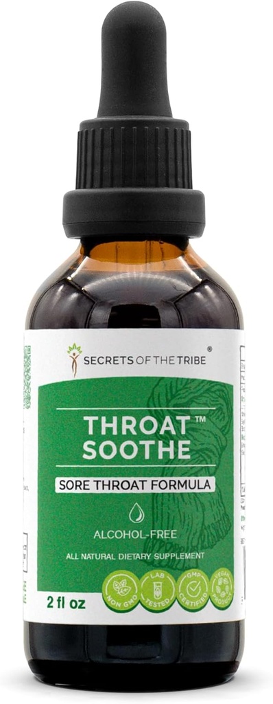 Throat Soothe 알콜 자유로운 추출물, 높 순수성 초본 하락, Tincture, Licorice, Slippery Elm, Marshmallow, Sage, Echinacea, Elderberry에게서 하는 Tincture. 소어 스로트 공식 2 oz