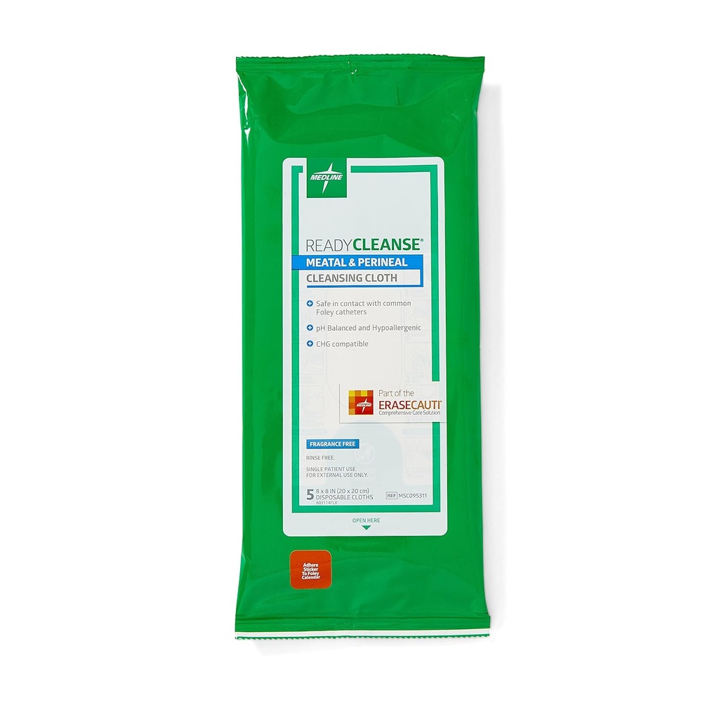 Medline Readycleanse 고기와 Perineal 청소 피복, 향수는, Hypoallergenic, 8" x 8", 5 조사 (30의 포장) 해방합니다
