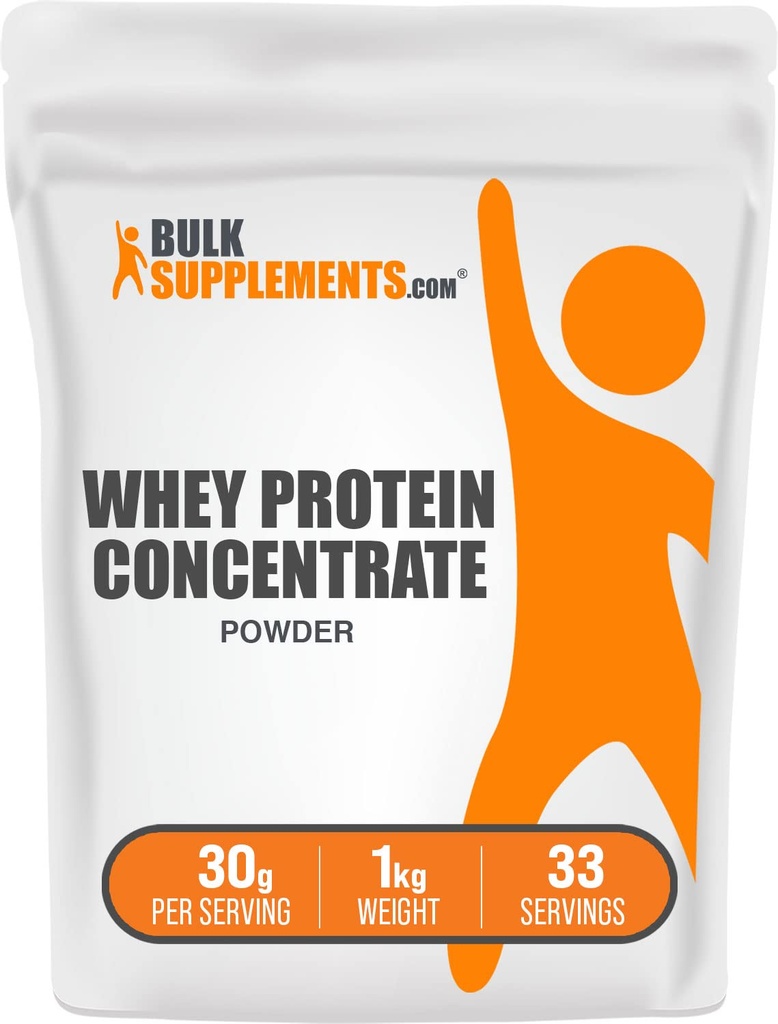 벌크Supplements.com Whey Protein Concentrate Powder - Whey Protein Powder 보충, Unsweetened, Unflavored & Gluten 무료, 서빙 당 30g, 1kg (2.2 파운드) (팩 1)