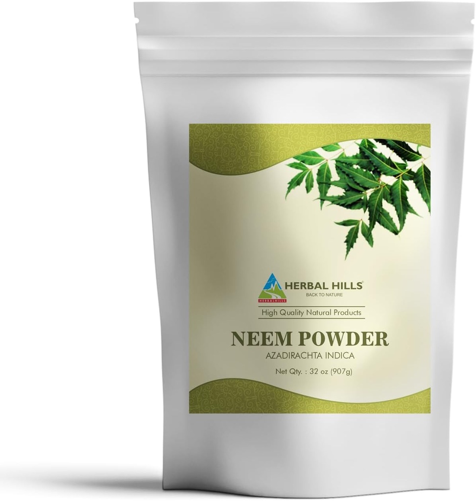 HERBAL HILLS Neem 파우더 Azadirachta Indica | 32 Oz | 순수 Neem 리프/레브