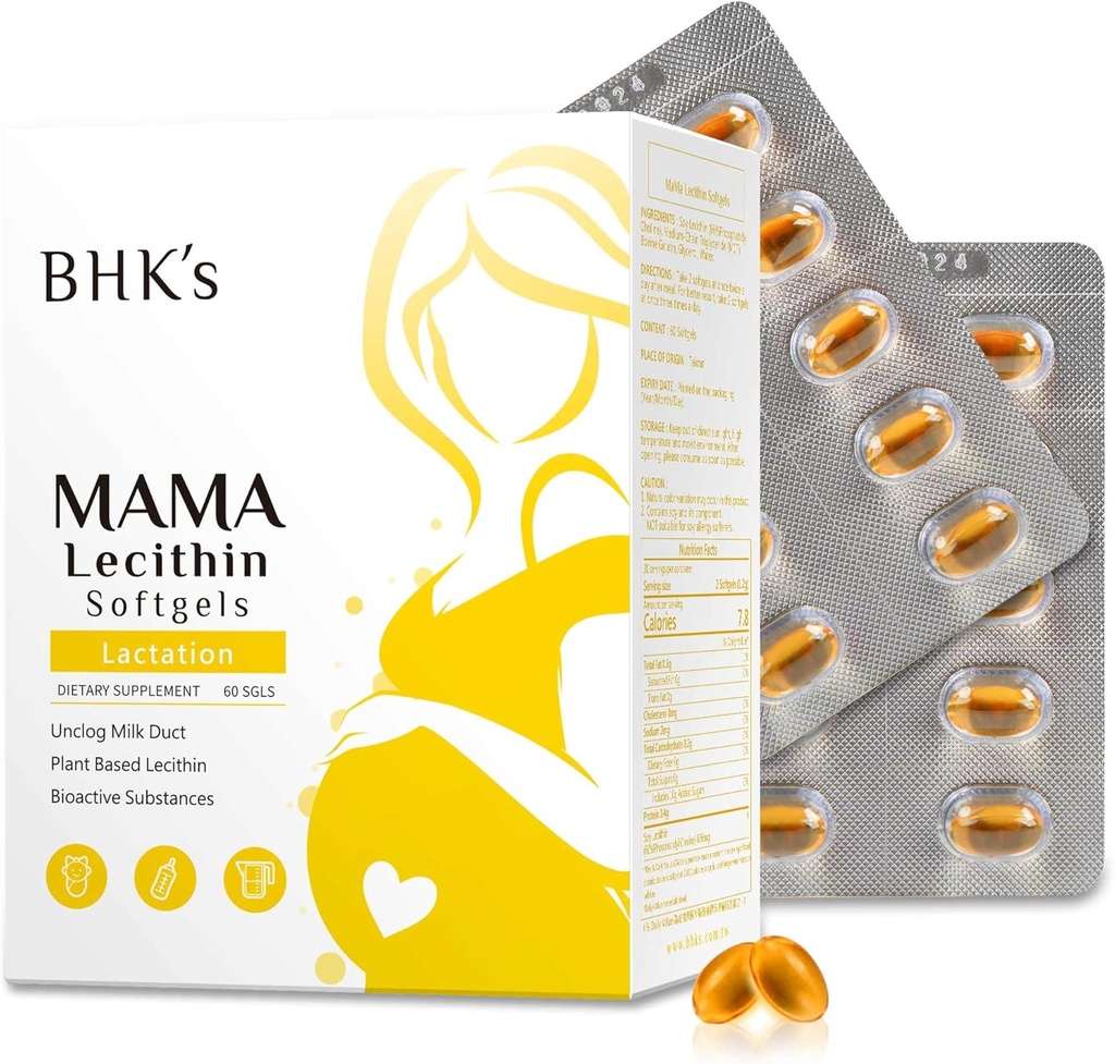 BHK의 Mama Lecithin Softgels, 부드러운 Breastfeeding에 대한 Unclog Breast 덕트, 임신을위한 보충, 막힌 우유 덕트, 60 softgels, 2-Week 공급