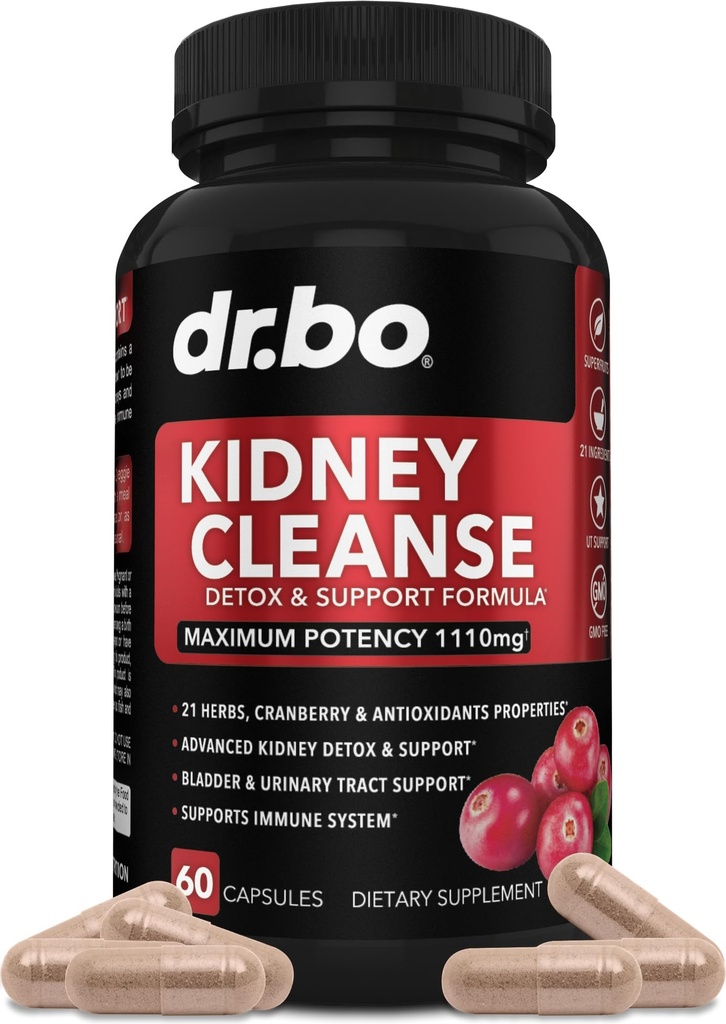 Kidney Cleanse Detox Support Supplement - 자연적인 Cranberry, Juniper Berries, Buchu & Uva Ursi Extract to Support Kidney, Bladder & Urinary Tract 건강 보조 식품 - 초본 Renal 혼합 공식 알약
