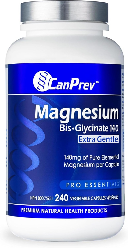 CanPrev 마그네슘 Bis-Glycinate 140 여분 Gentle Vegi 캡슐, 240 조사