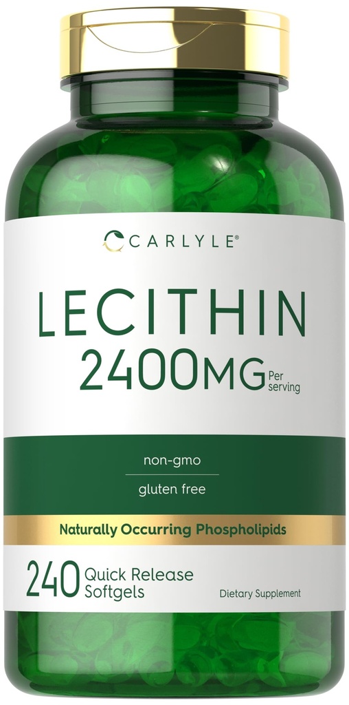 Carlyle Lecithin 보충교재 | 2400mg | 240 Softgel 캡슐 | 자연적으로 치료 인스포지 | Non-GMO, 글루텐 프리