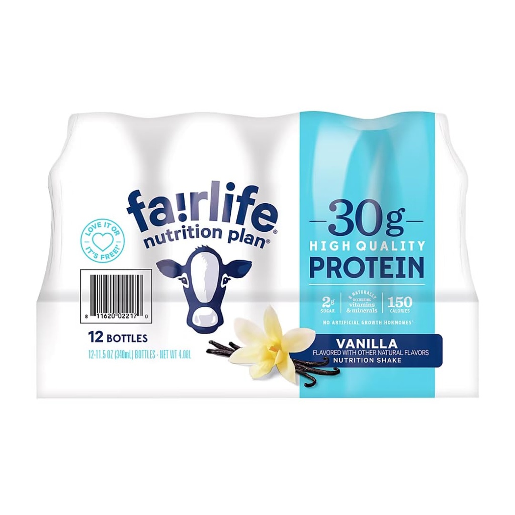 공정한 생활 영양 계획 높은 단백질 액체 셰이크, 바닐라, 11.5 Fl Oz, 12의 팩
