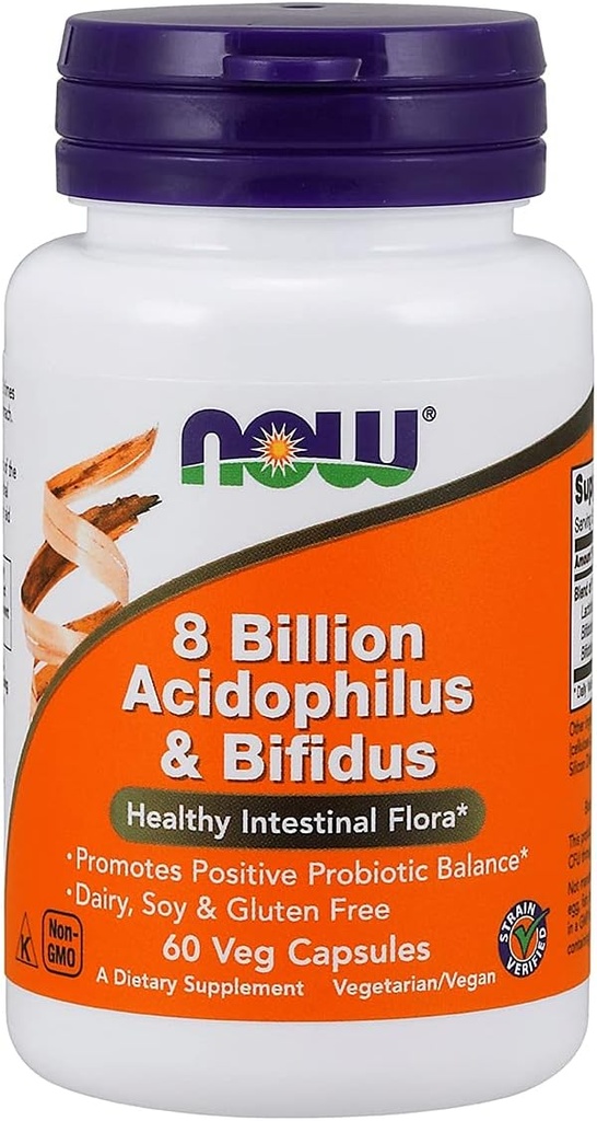 NOW 식품 산병 & Bifidus 8 억 VCaps, 60 ct