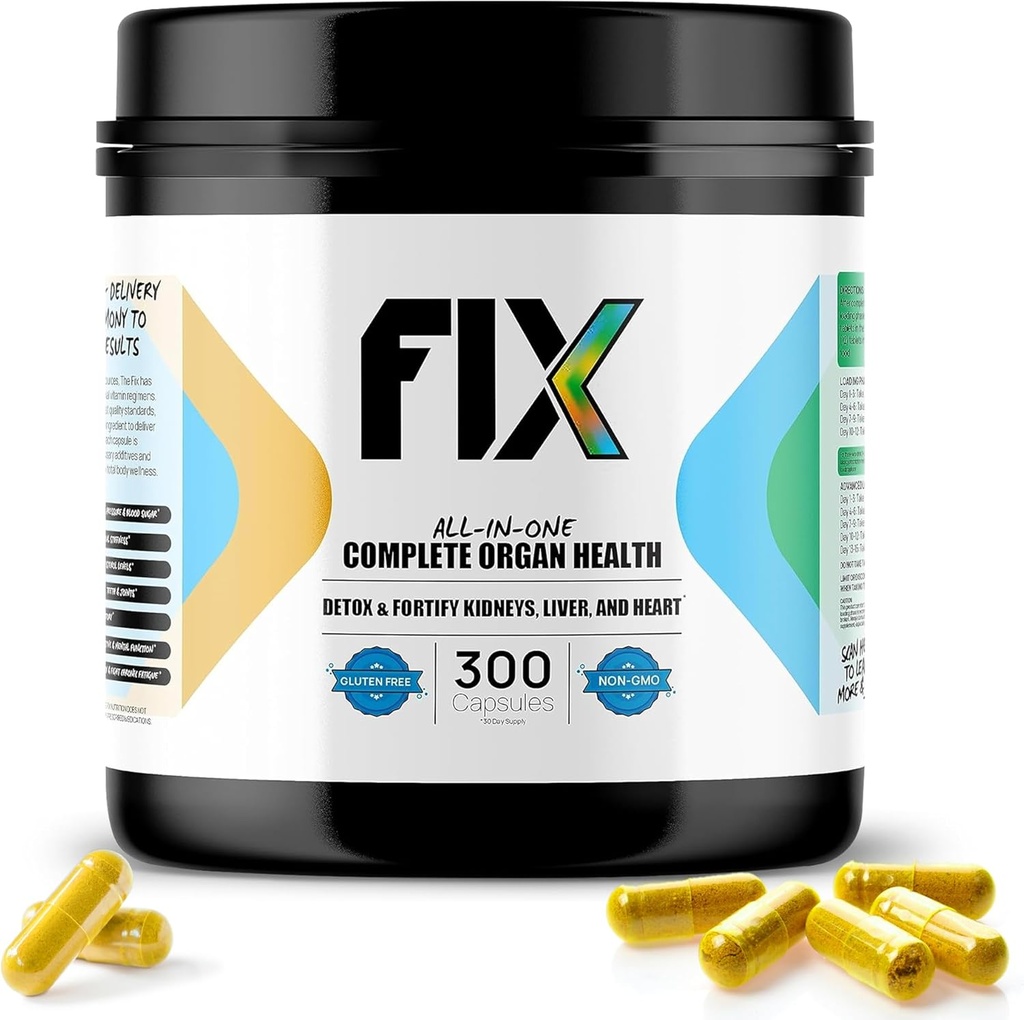 16-in-1 Complete Health Supplement 수정 - Liver, Heart 및 Kidney의 Organ Support - Non-GMO, Holistic Well-Being을위한 Vegan 공식 - 컨테이너 당 30 서빙