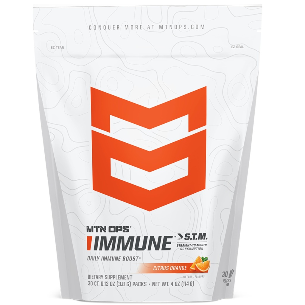 MTN OPS Immune STM 분말 음료 혼합, 비타민 C, 비타민 D, 아연 & 항 산화제 매일 면역 지원, 하이드로 션 & 웰빙, 30 서빙, 감귤류 맛