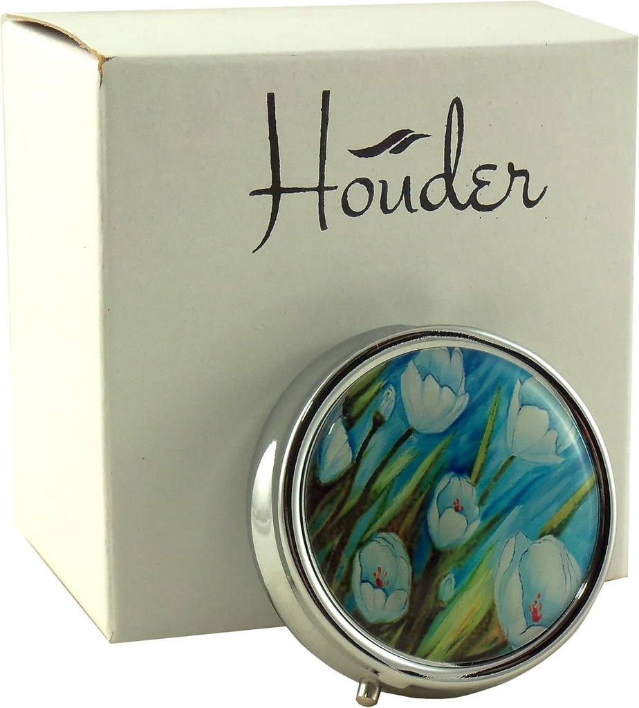 Houder의 디자이너 알약 상자 - 선물 상자가있는 장식 알약 케이스 - 스타일 (Tulips)에서 메달을 운반하십시오.